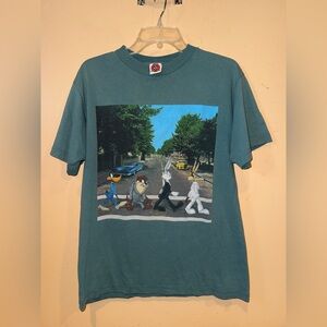 Vintage Warner Bros. Seafoam green Looney Tunes Abbey Road Tee, SizeL